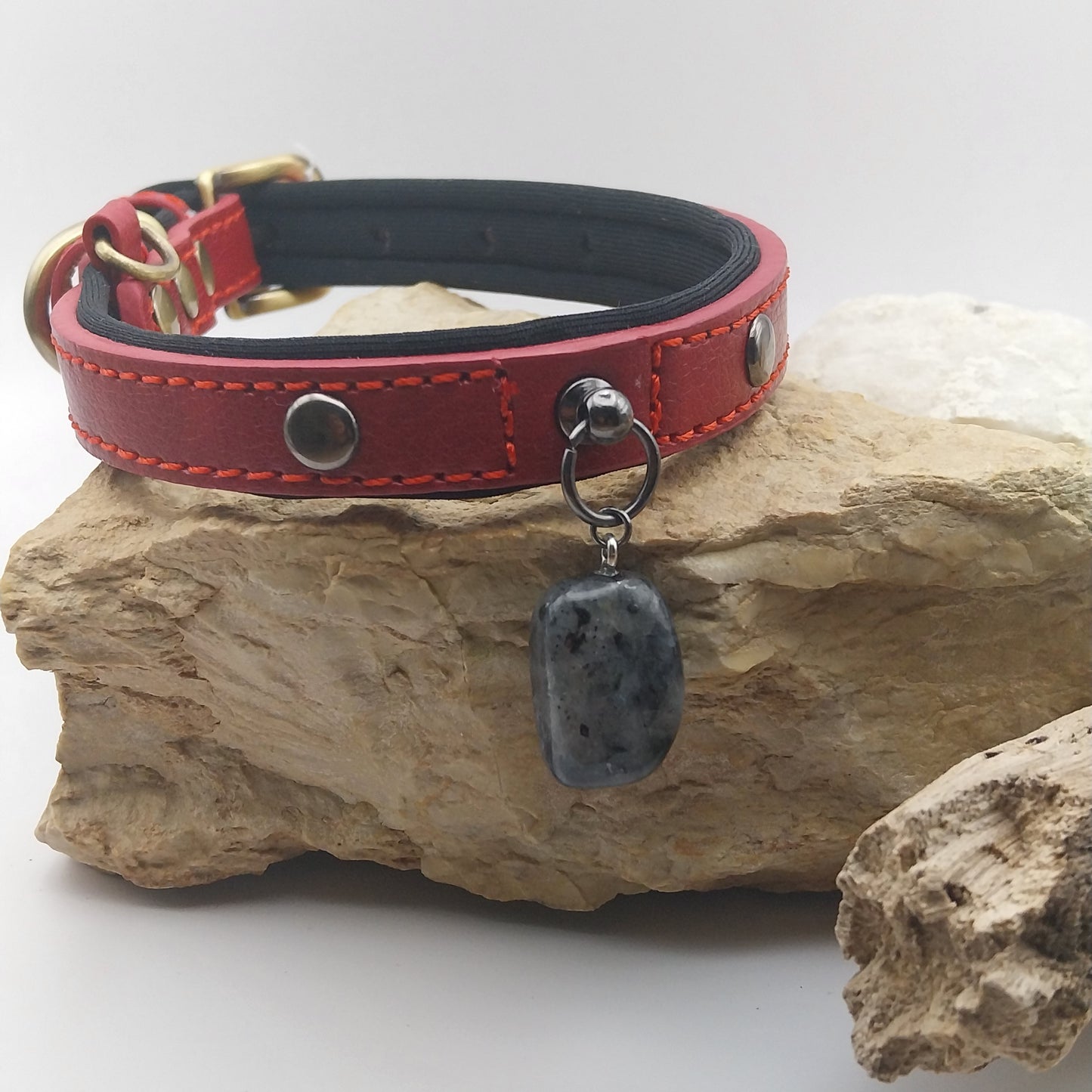Collier Chien - LARVIKITE - Rouge