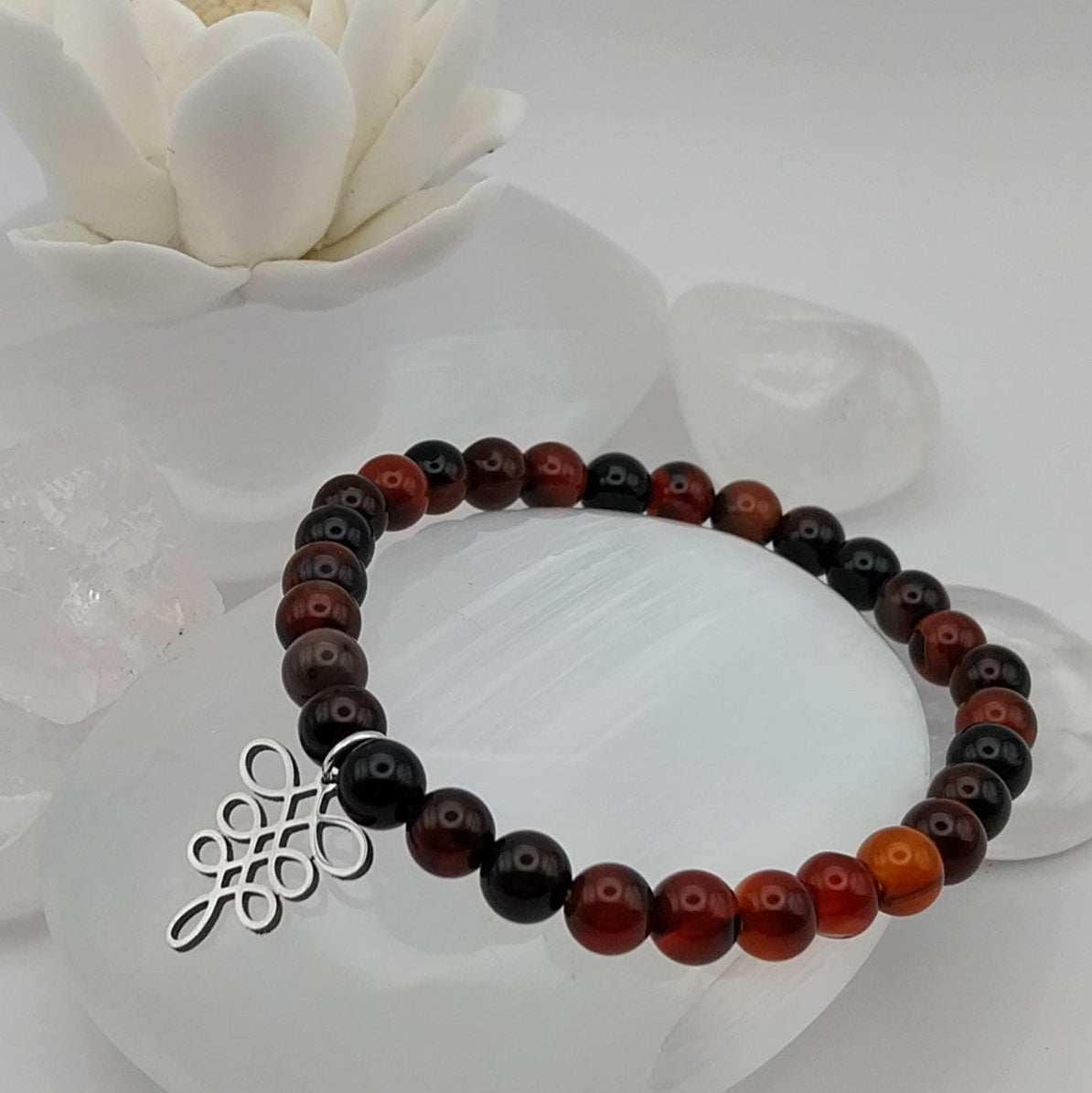Bracelet AGATE RUBANÉE - Perles 6mm - Chemin de Vie argenté