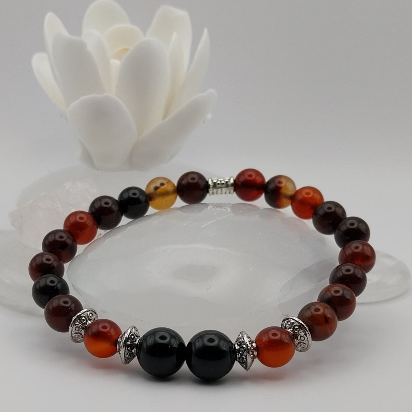 Bracelet AGATE RUBANÉE - Perles 8mm