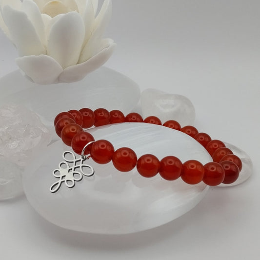 Bracelet CORNALINE - Perles 8mm - Chemin de Vie argenté
