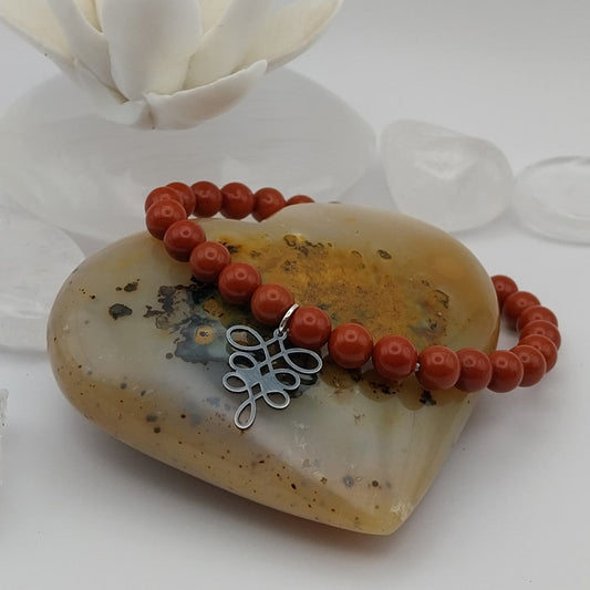 Bracelet JASPE ROUGE - Perles 6mm - Chemin de Vie argenté
