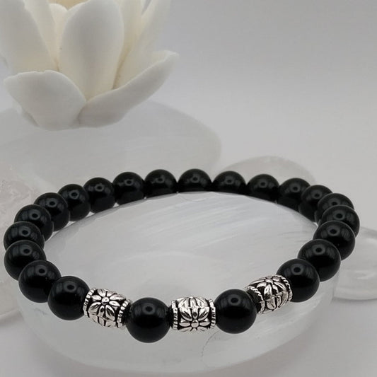 Bracelet OBSIDIENNE NOIRE - Perles 8mm