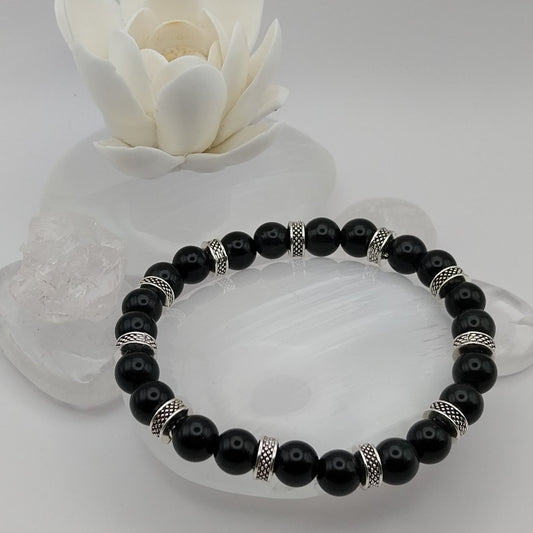 Bracelet OBSIDIENNE OEIL CÉLESTE  - Perles 8mm