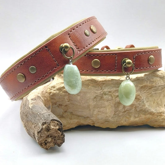 Collier chien - AGATE INDIENNE - Marron