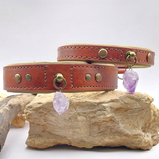 Collier Chien - AMETHYSTE Brute - Marron