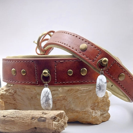 Collier CHIEN - HOWLITE - Marron
