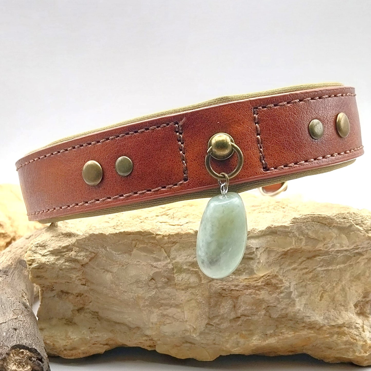 Collier chien - AGATE INDIENNE - Marron