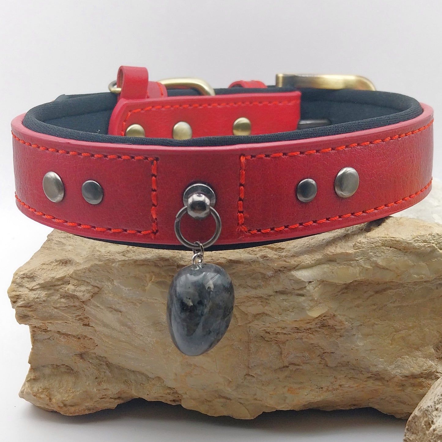 Collier Chien - LARVIKITE - Rouge