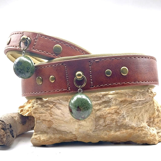Collier Chien - JASPE SANG DE DRAGON - Marron