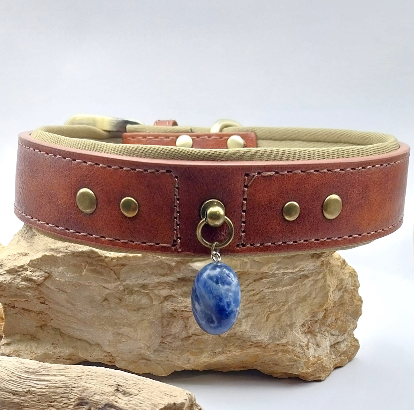 Collier Chien - SODALITE - Marron