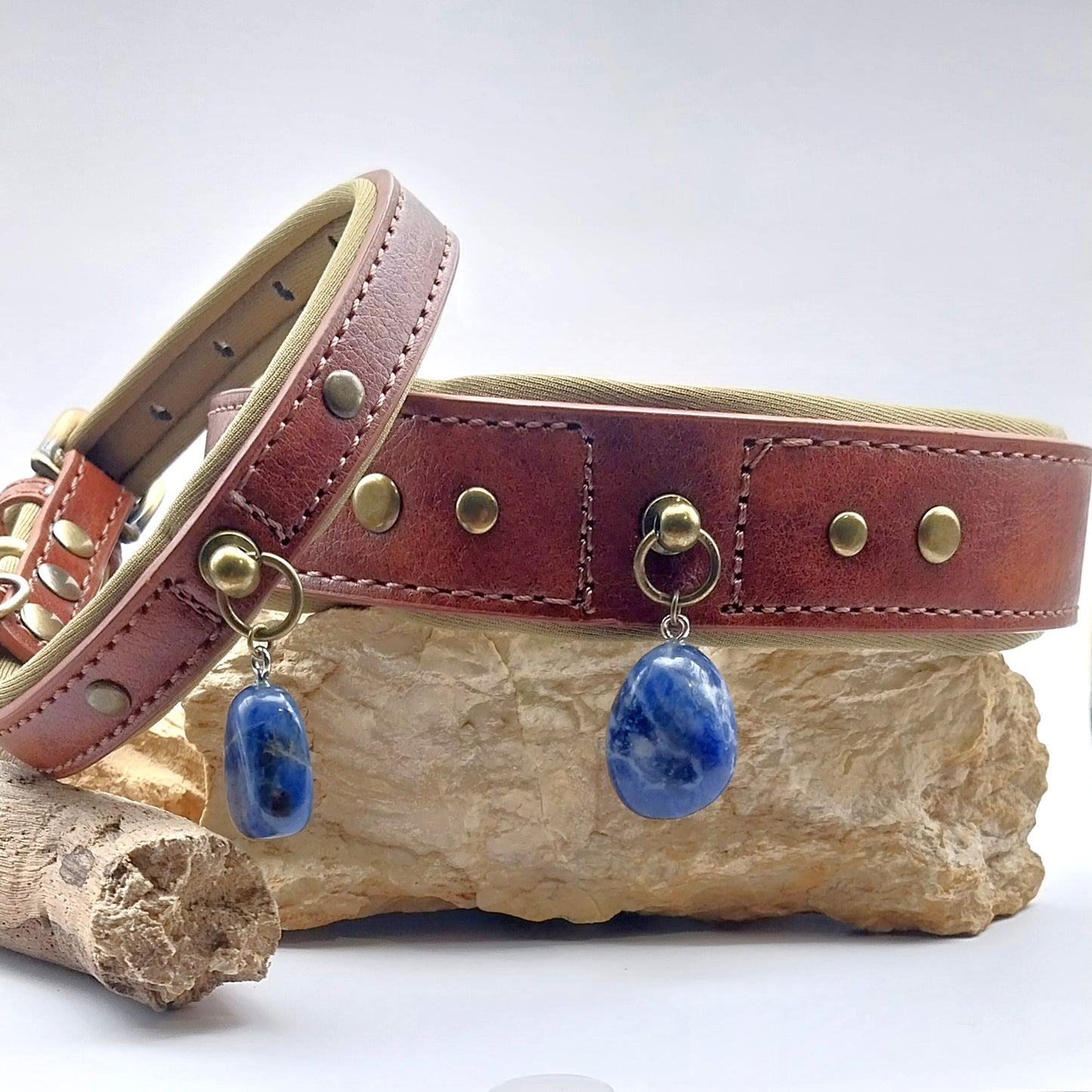 Collier Chien - SODALITE - Marron