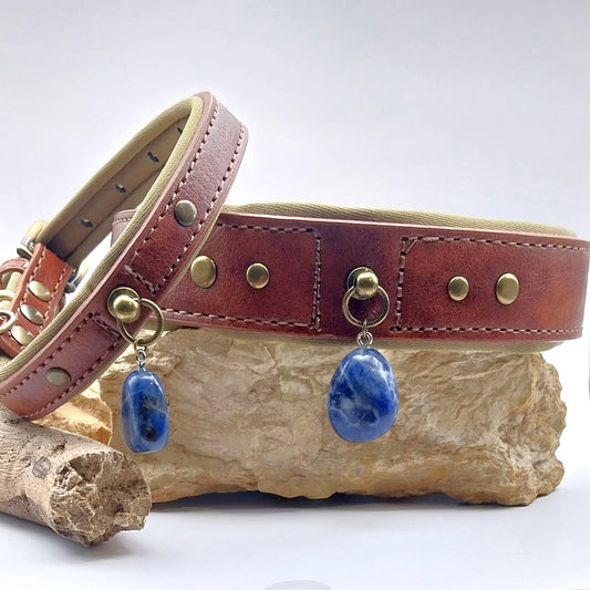 Collier Chien - SODALITE - Marron