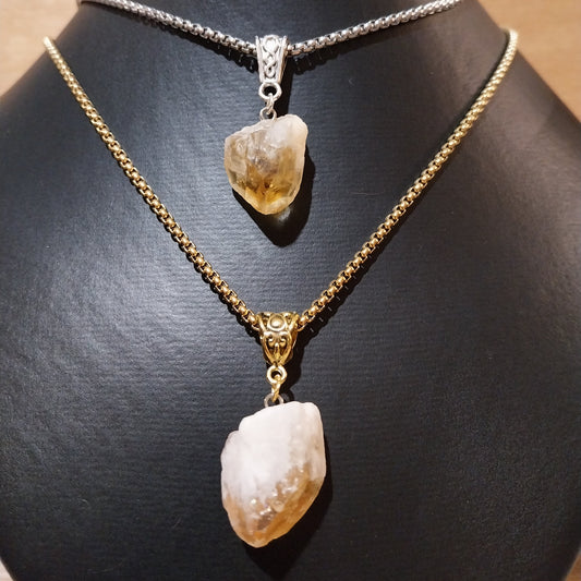Pendentif CITRINE brute sur chaîne